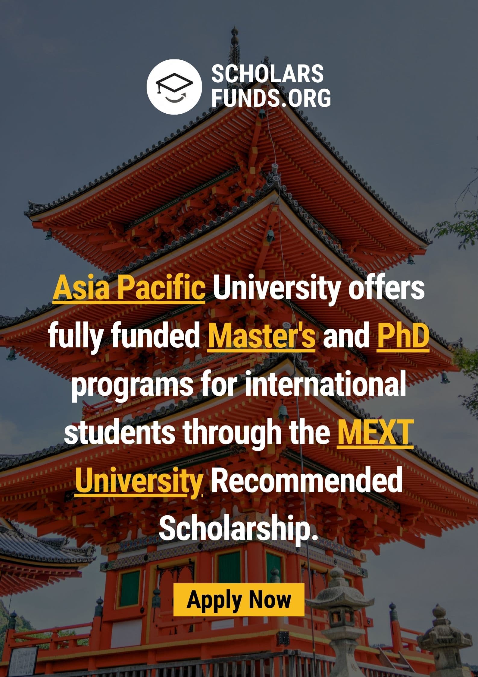 MEXT University Recommendation (UR) Scholarship 2026 at Asia Pacific University (APU), Japan – Fully Funded